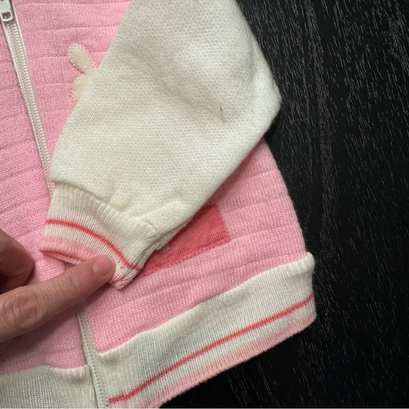 Vintage Rocking Horse Pink Bunny Zip Up Sweater 6/9 months - Picture 7 of 13
